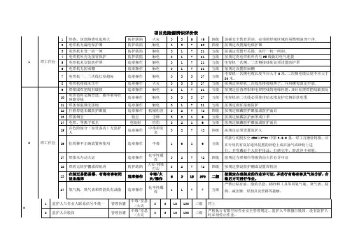 项目危险源辨识评价表