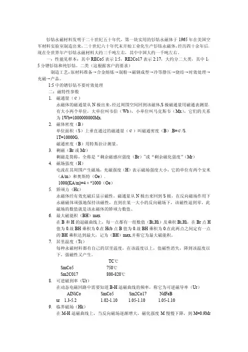 钐钴永磁材料基基础知识详解