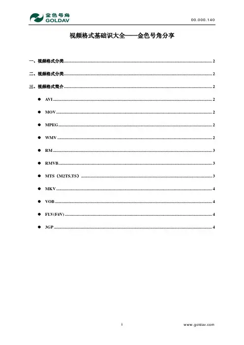 视频格式基础知识大全