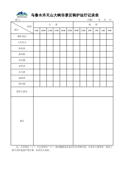 锅炉运行记录表 2