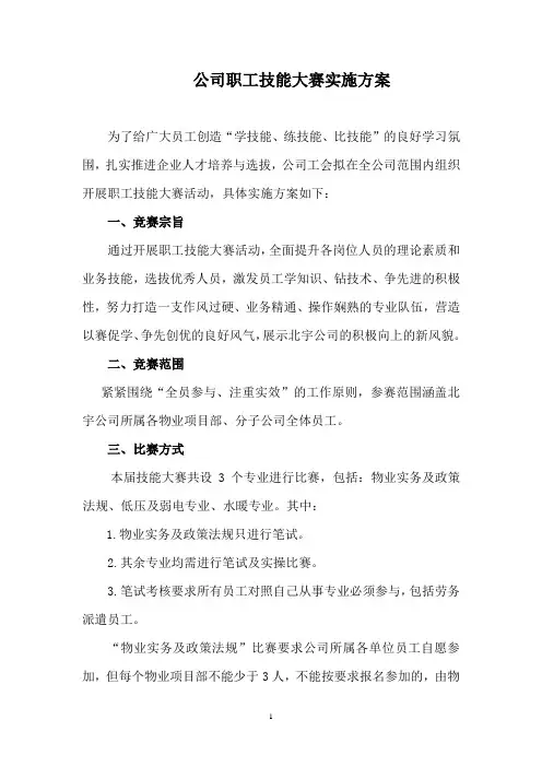 岗位技能竞赛实施方案
