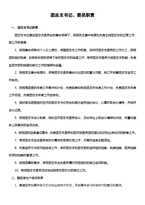 团总支书记 委员职责