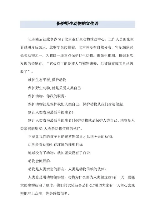 保护野生动物的宣传语