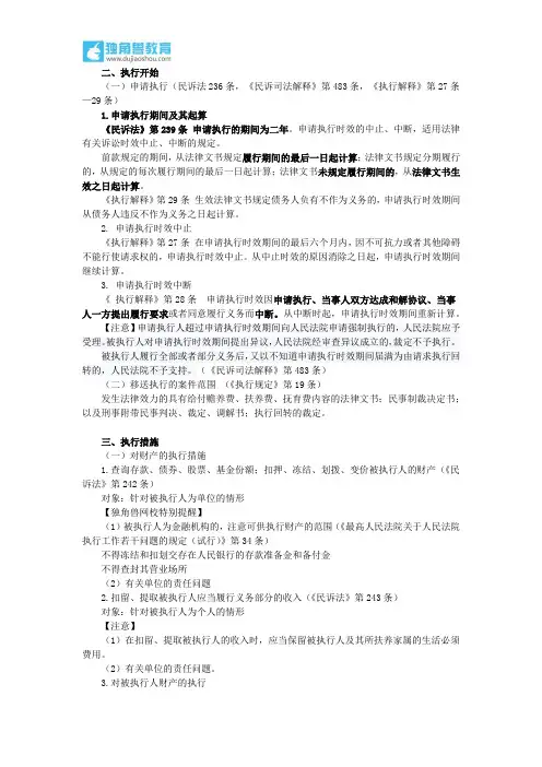 181.独角兽法考(民诉)-执行开始与执行措施