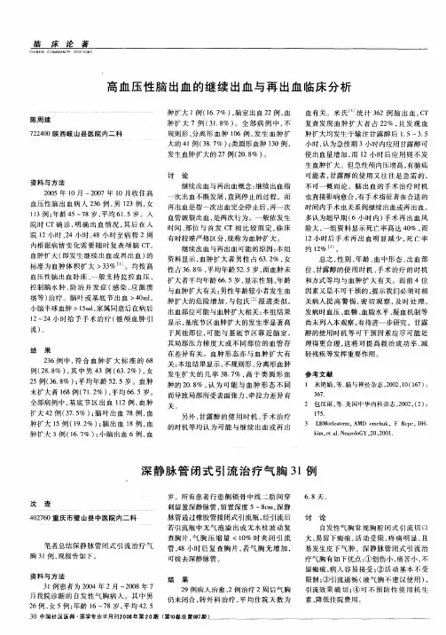 高血压性脑出血的继续出血与再出血临床分析