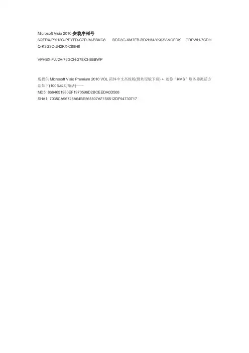 Microsoft Visio 2010安装序列号