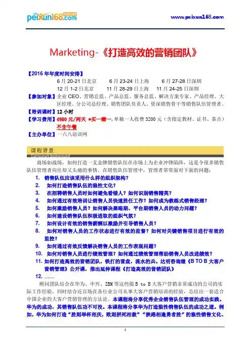 Marketing-《打造高效的营销团队》(Peter--龙勇老师)