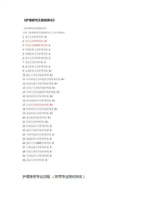 护理研究生院校排名