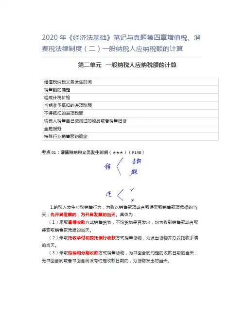 2020年《经济法基础》笔记与真题第四章增值税、消费税法律制度(二)一般纳税人应纳税额的计算