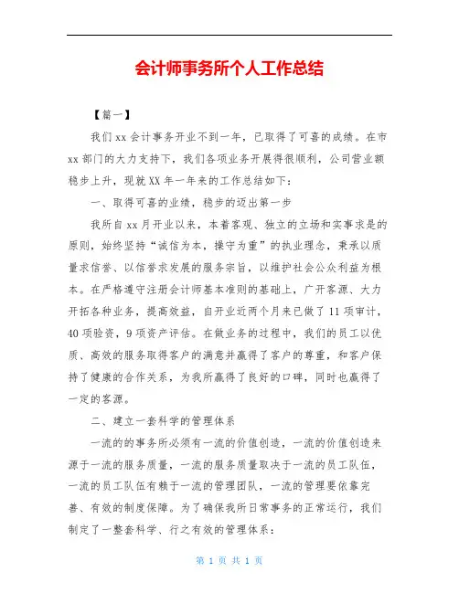 会计师事务所个人工作总结