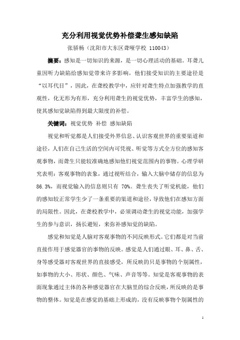 充分利用视觉优势补偿聋生感知缺陷