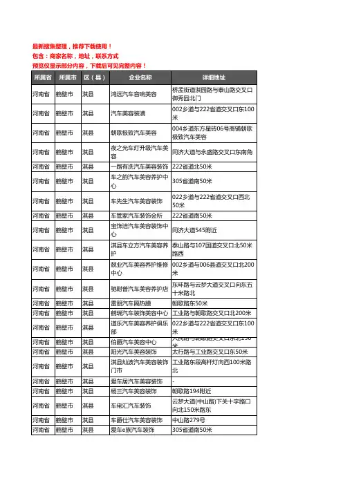新版河南省鹤壁市淇县汽车装饰企业公司商家户名录单联系方式地址大全41家