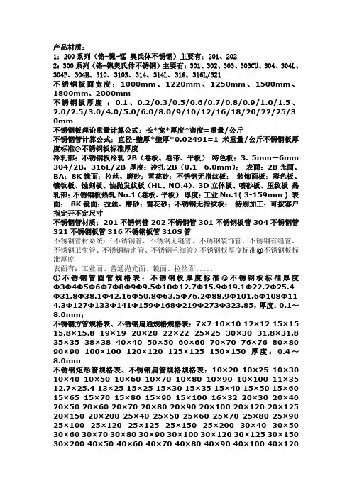 常见尺寸、规格