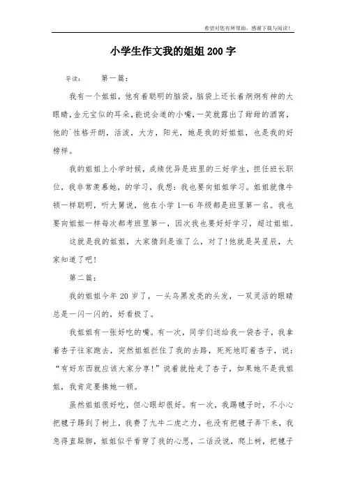 小学生作文我的姐姐200字