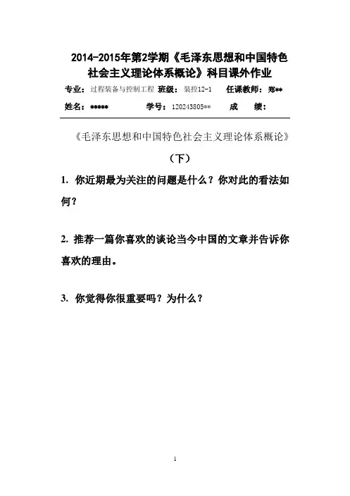 毛概作业模板