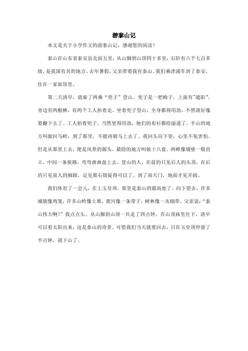 游泰山记_小学作文