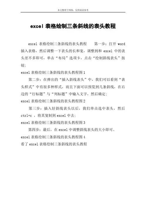 excel表格绘制三条斜线的表头教程
