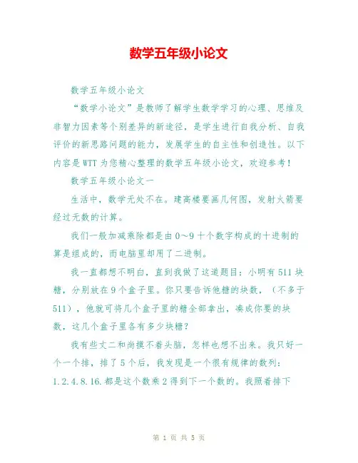 数学五年级小论文