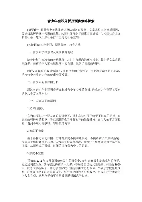 青少年犯罪分析及预防策略探索