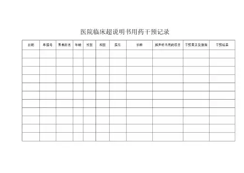 超说明书用药干预记录