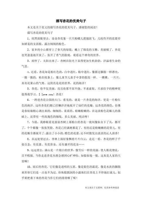 描写杏花的优美句子_范文