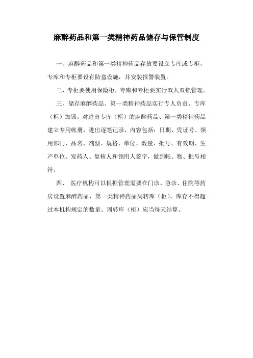 麻醉药品管理制度完整