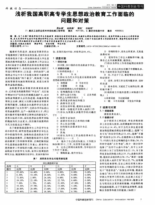浅析我国高职高专学生思想政治教育工作面临的问题和对策