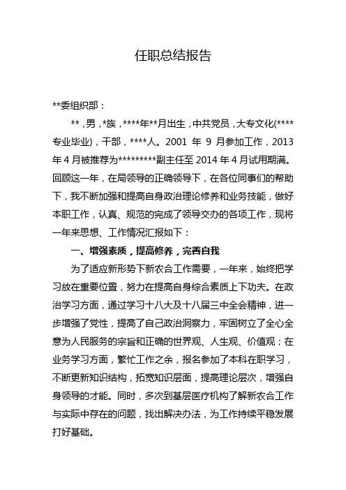 任职总结报告