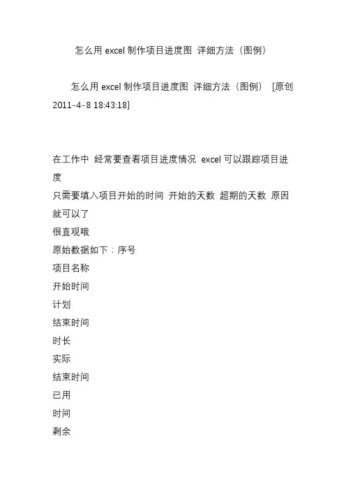 怎么用excel制作项目进度图 详细方法(图例)