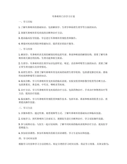 耳鼻喉科门诊学习计划