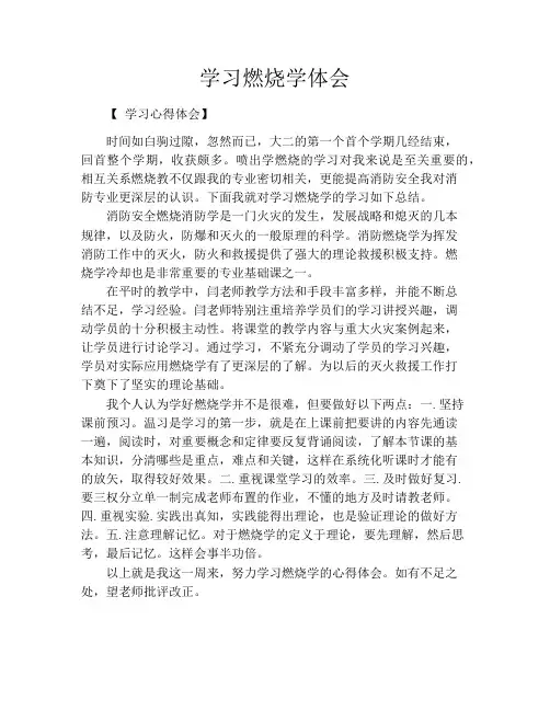 学习燃烧学体会