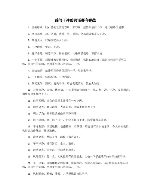 描写干净的词语都有哪些