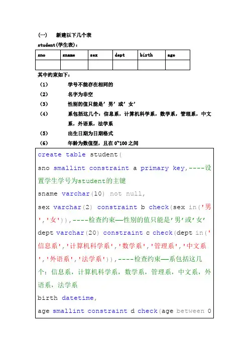 (完整版)sql练习题+答案