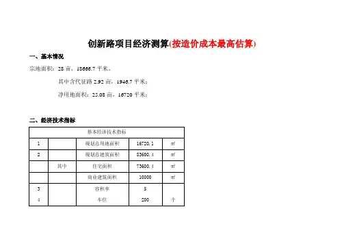 房地产项目开发成本经济测算.doc