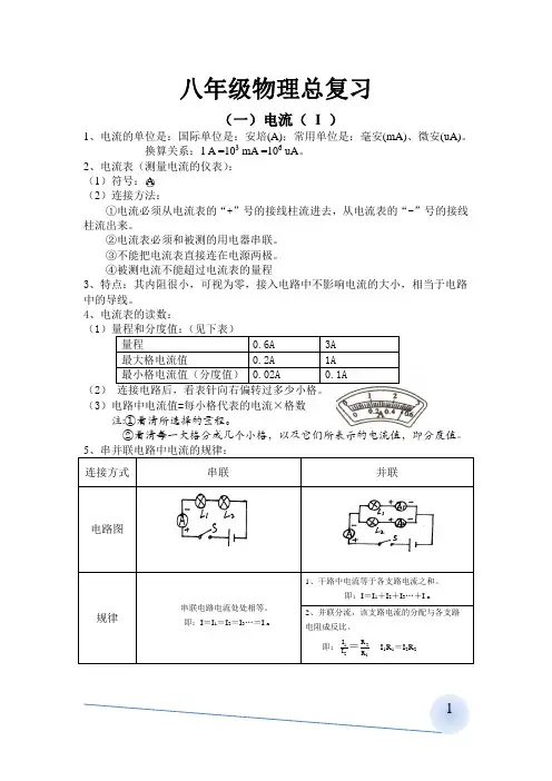 八年级物理总复习(完整版)