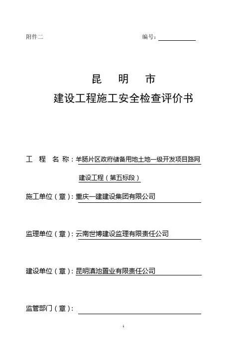 建设工程施工安全评价书