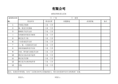建筑物结构检查记录