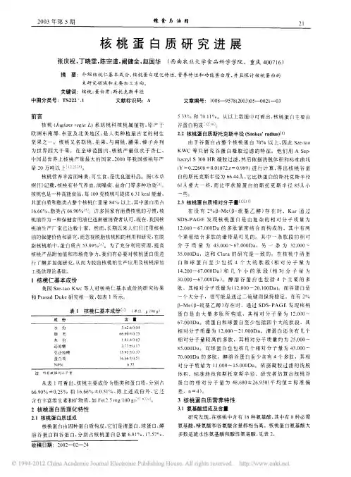 核桃蛋白质研究进展