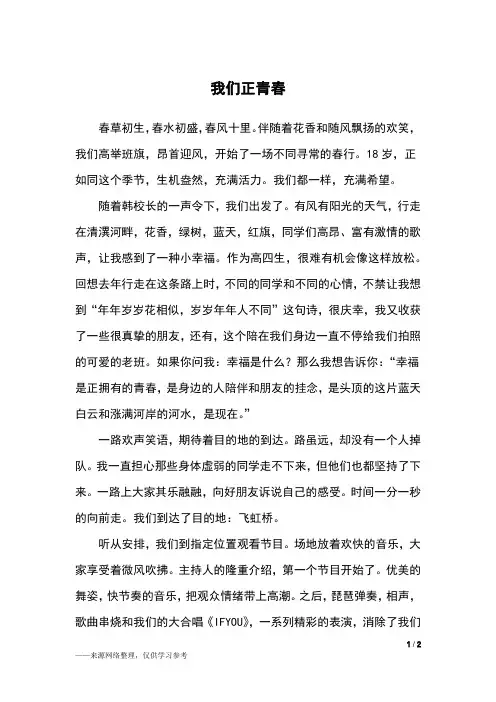 我们正青春_高三作文
