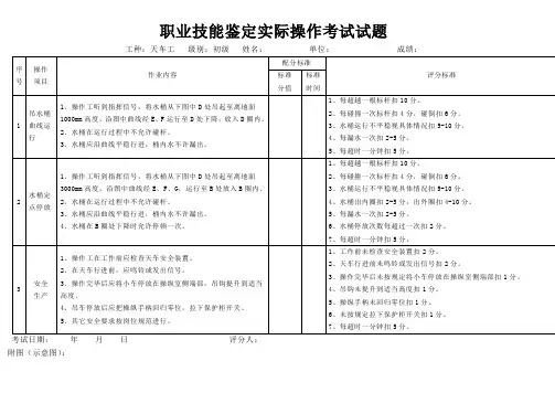 职业技能鉴定实际操作考试试题天车初级