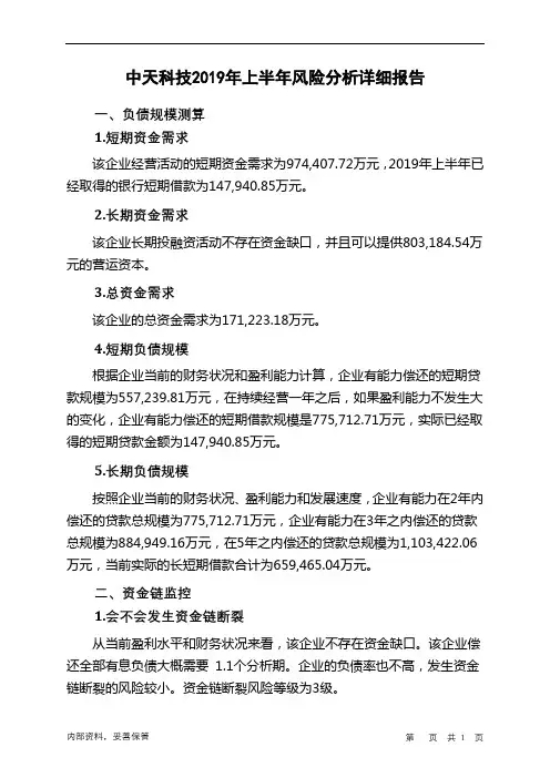 中天科技2019年上半年财务风险分析详细报告