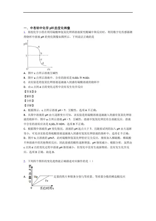 中考化学(pH的变化图像提高练习题)压轴题训练含答案
