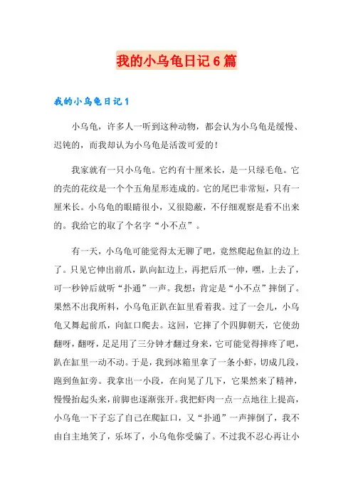 我的小乌龟日记6篇