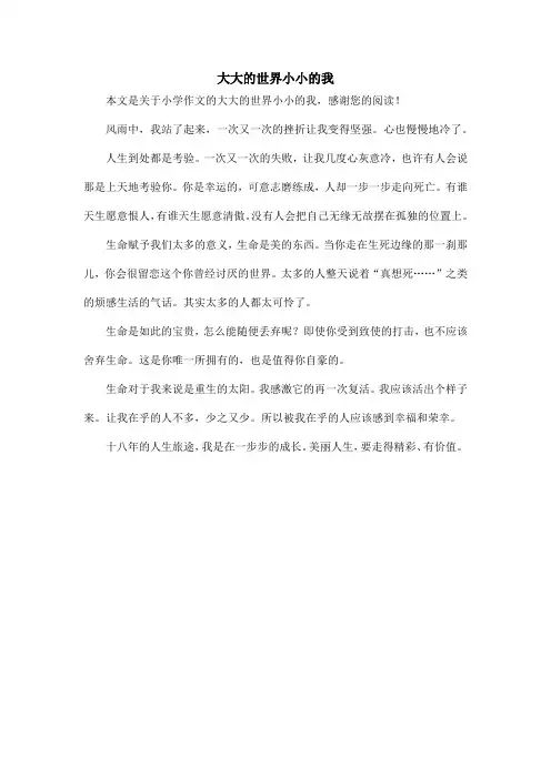 大大的世界小小的我_小学作文