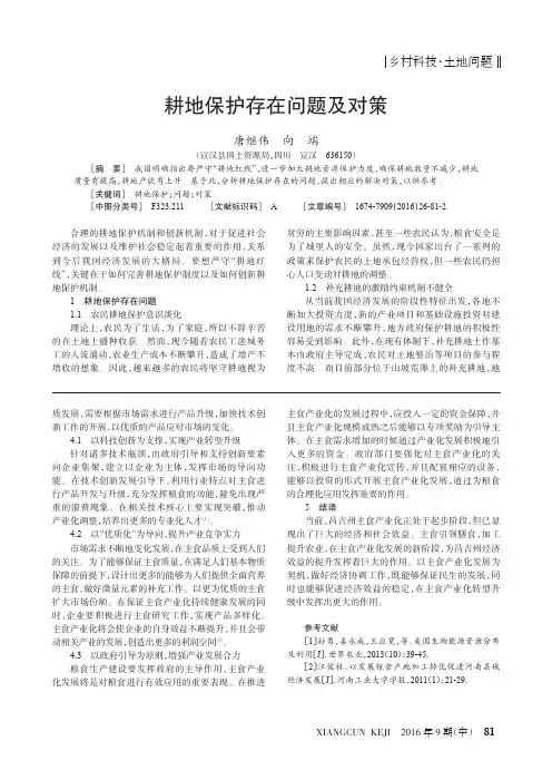耕地保护存在问题及对策