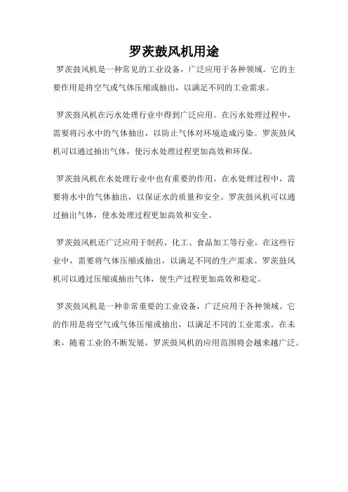罗茨鼓风机用途