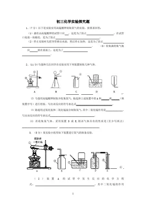 初三化学实验探究题