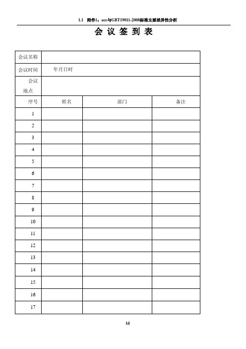 公司会议签到表模板