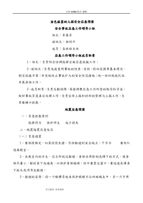 幼儿园.各类应急处理预案大全