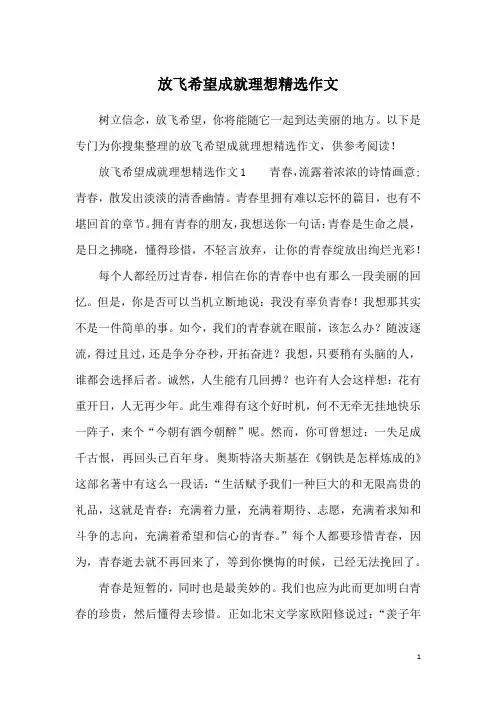 放飞希望成就理想精选作文